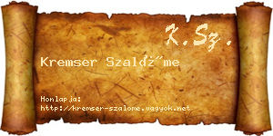 Kremser Szalóme névjegykártya